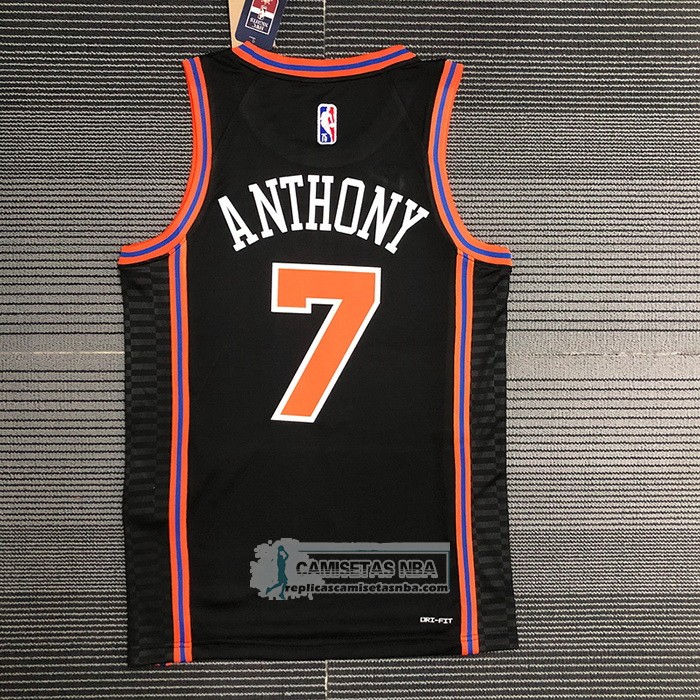 Camiseta New York Knicks Carmelo Anthony NO 7 Ciudad 2021-22 Negro